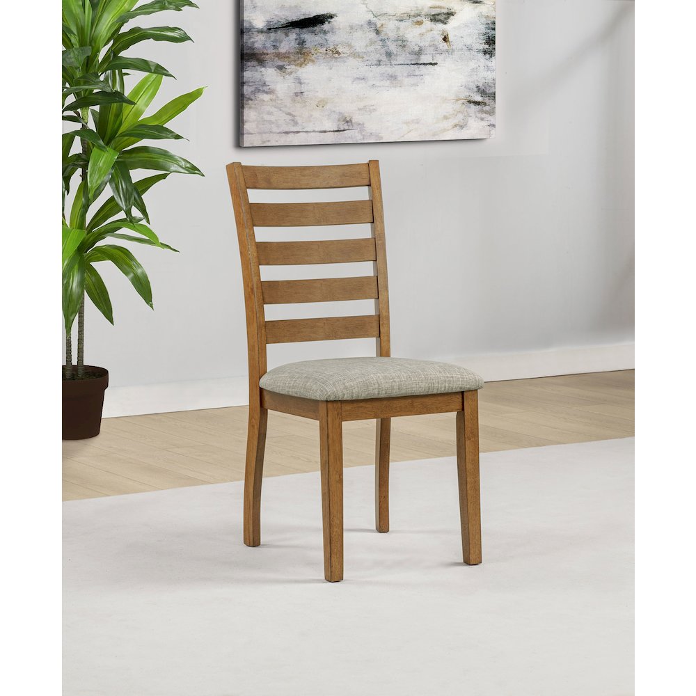 Atwood Wood Dining Side Chair Upholstered Seat Warm Brown. Picture 2