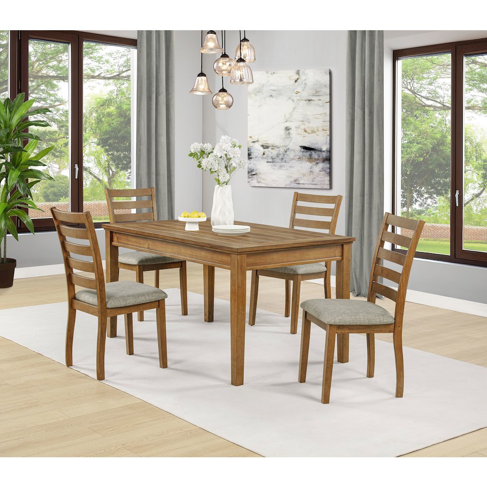 Atwood Wood Dining Side Chair Upholstered Seat Warm Brown. Picture 13
