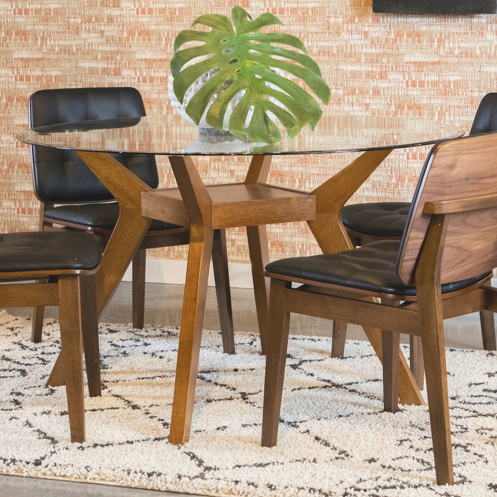 Paxton Round 48-inch Glass Top Wood Dining Table Nutmeg. Picture 3