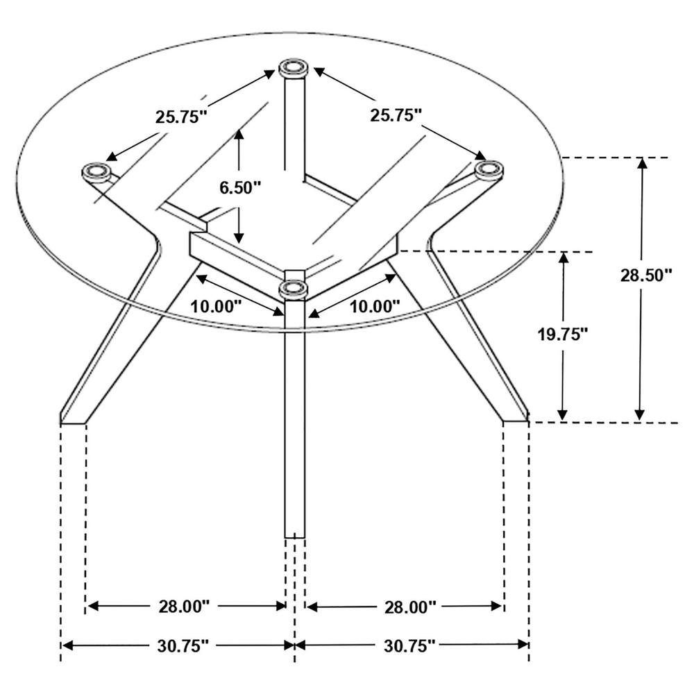 Sophisticated Round Dining Table with Clear Glass Top and Nutmeg Wood Base. Picture 5