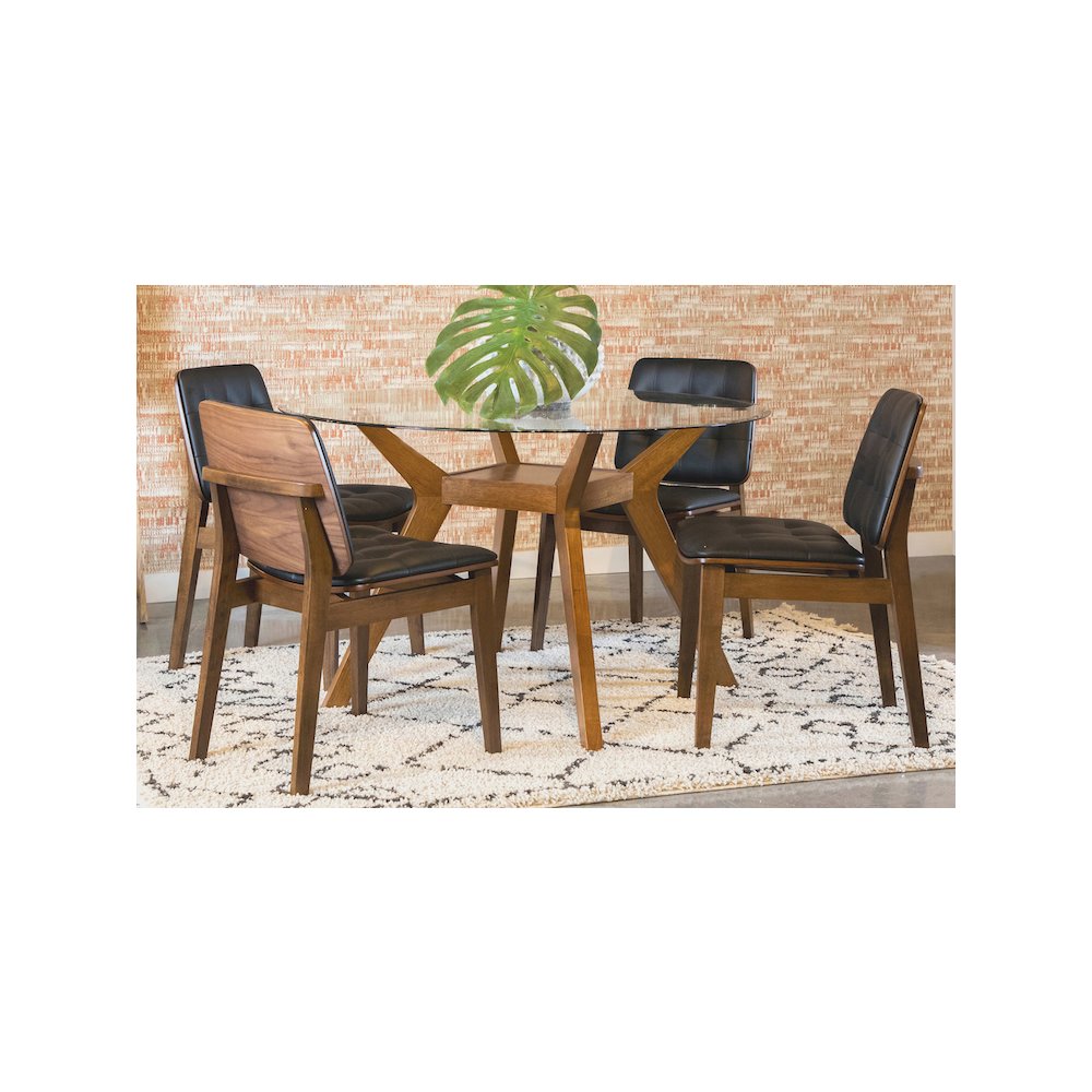 Paxton 5-piece Round Glass Top Dining Table Set Nutmeg. Picture 1