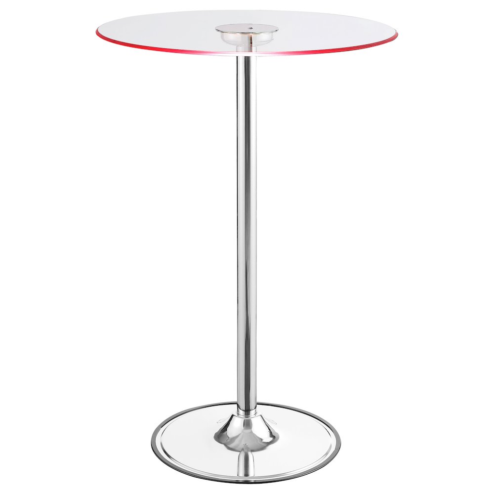 Thea Round 28-inch Glass Top LED Bistro Bar Table Chrome. Picture 3