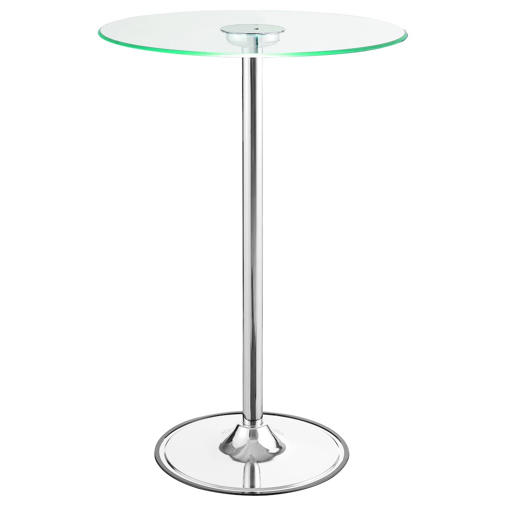 Thea Round 28-inch Glass Top LED Bistro Bar Table Chrome. Picture 5