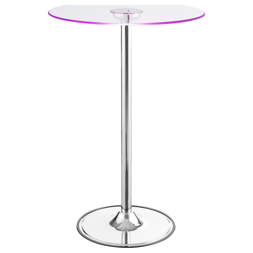 Thea Round 28-inch Glass Top LED Bistro Bar Table Chrome. Picture 6