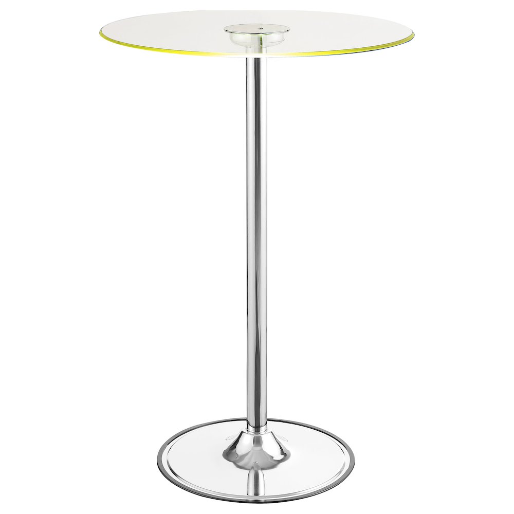 Thea Round 28-inch Glass Top LED Bistro Bar Table Chrome. Picture 7