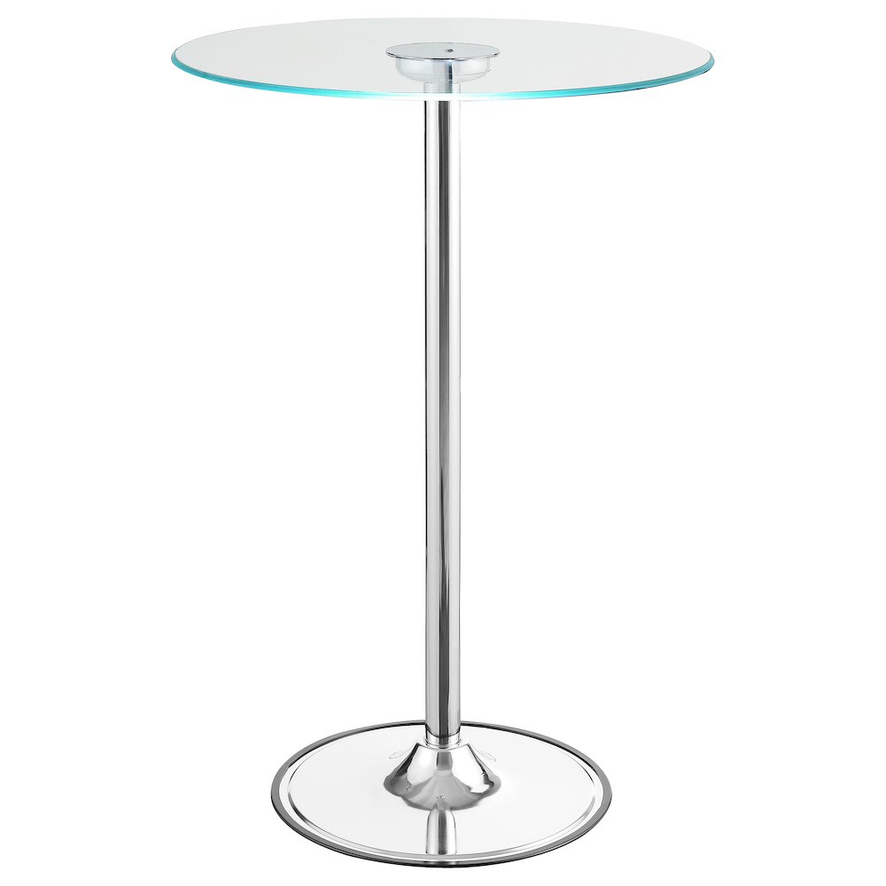 Thea Round 28-inch Glass Top LED Bistro Bar Table Chrome. Picture 8