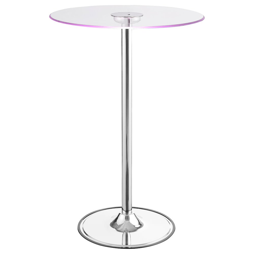 Thea Round 28-inch Glass Top LED Bistro Bar Table Chrome. Picture 9
