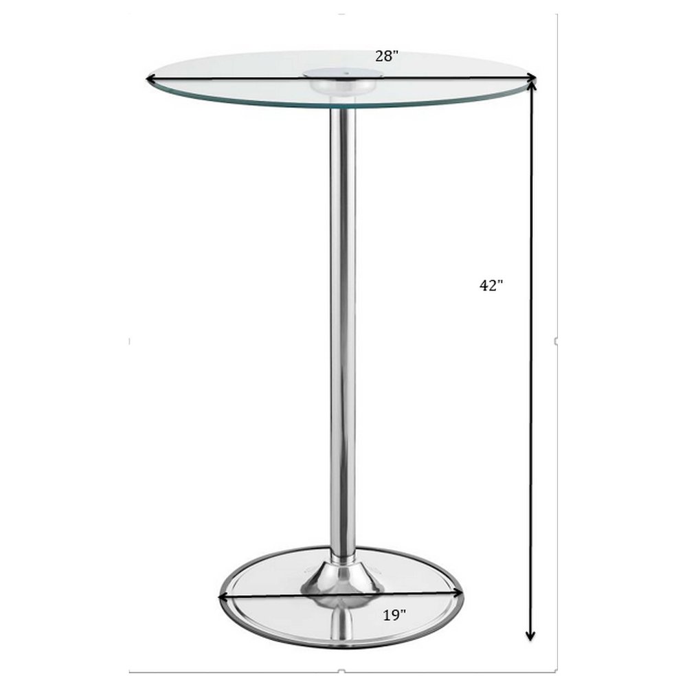 Thea Round 28-inch Glass Top LED Bistro Bar Table Chrome. Picture 13