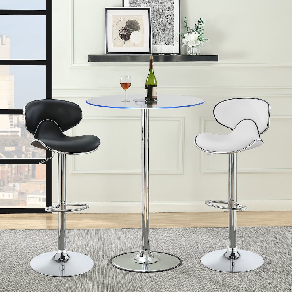Thea Round 28-inch Glass Top LED Bistro Bar Table Chrome. Picture 12
