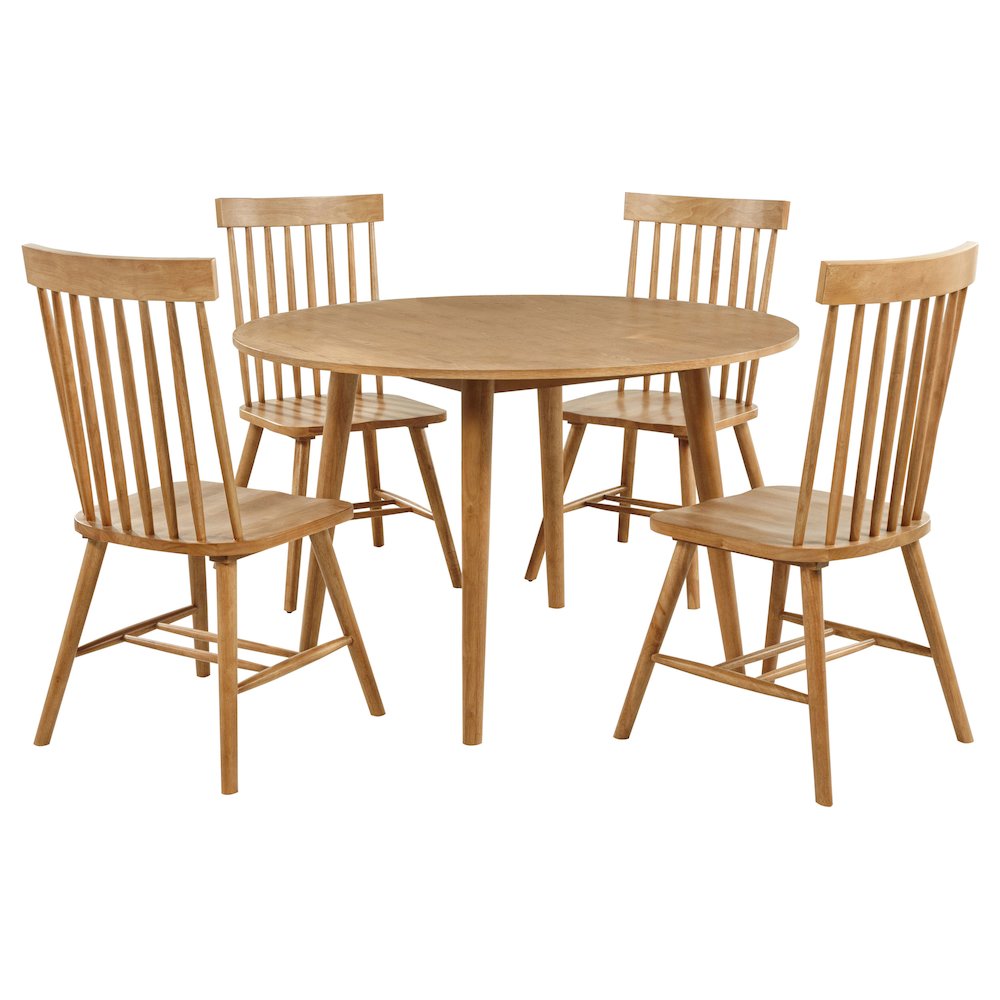 Andrews 5-piece Round Wood Dining Room Table Set Light Ash. Picture 2