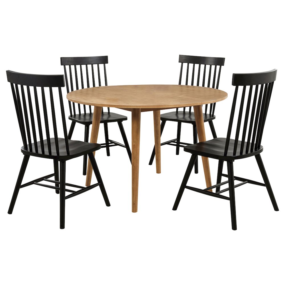 Andrews 5-piece Round Dining Table Set Light Ash and Black. Picture 2