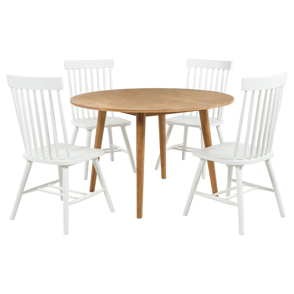 Andrews 5-piece Round Dining Table Set Light Ash and White. Picture 2