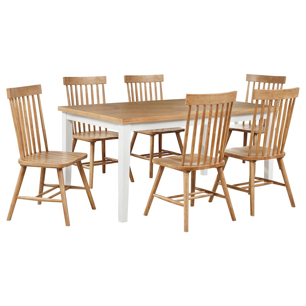 Andrews 7-piece Rectangular Dining Set Light Ash and White. Picture 2