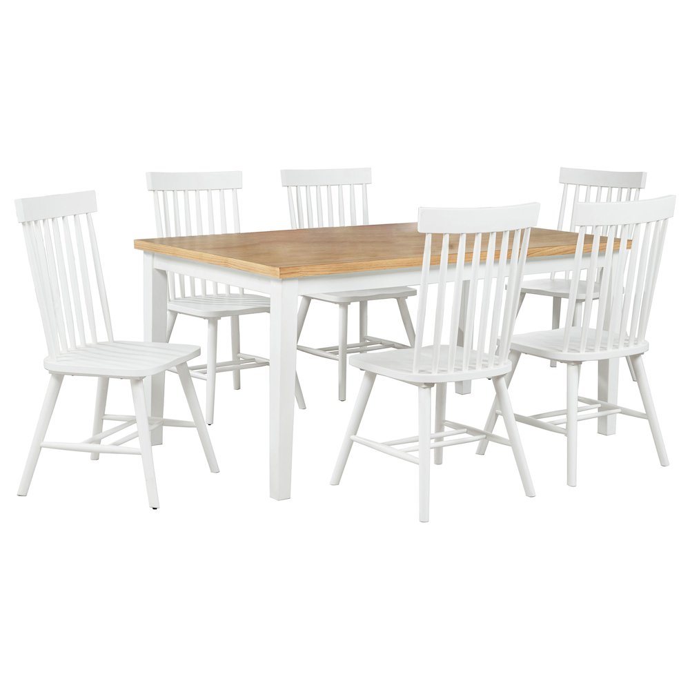 Andrews 7-piece Rectangular Dining Set Light Ash and White. Picture 2