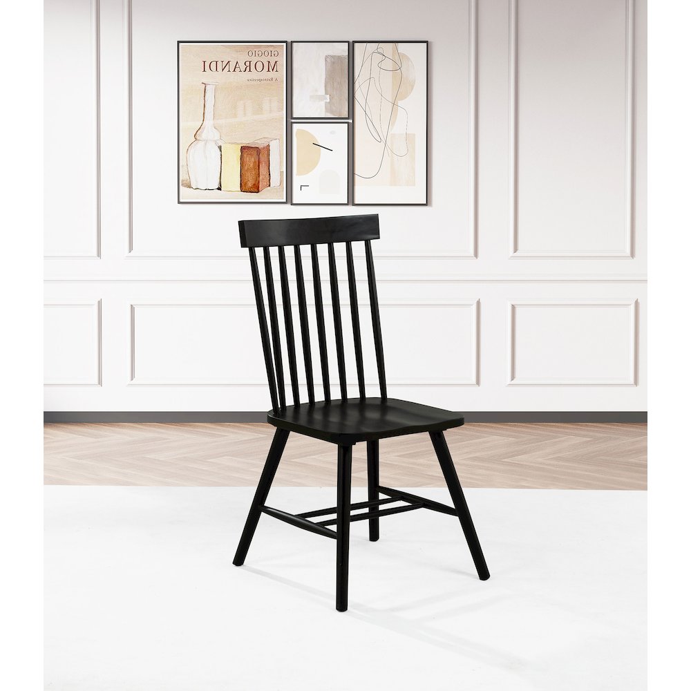 Andrews Windsor Spindle Back Dining Side Chair Black. Picture 2