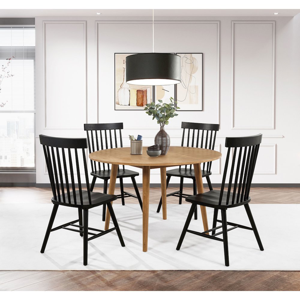 Andrews Windsor Spindle Back Dining Side Chair Black. Picture 12