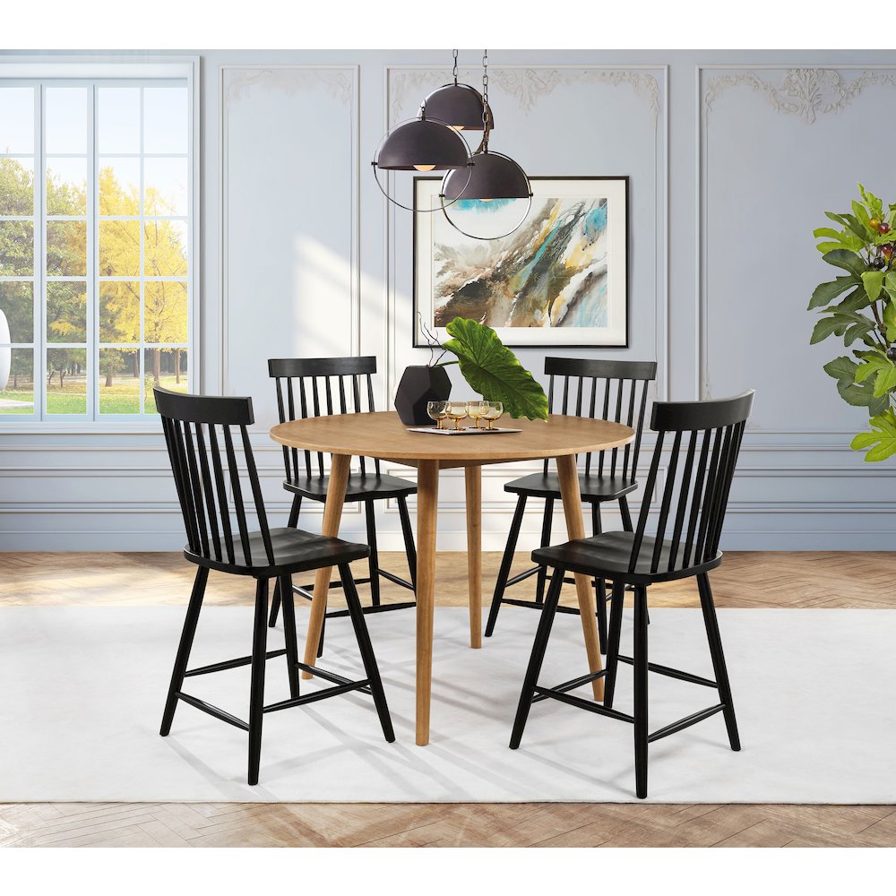 Andrews 5-piece Round Counter Dining Set Light Ash and Black. Picture 1