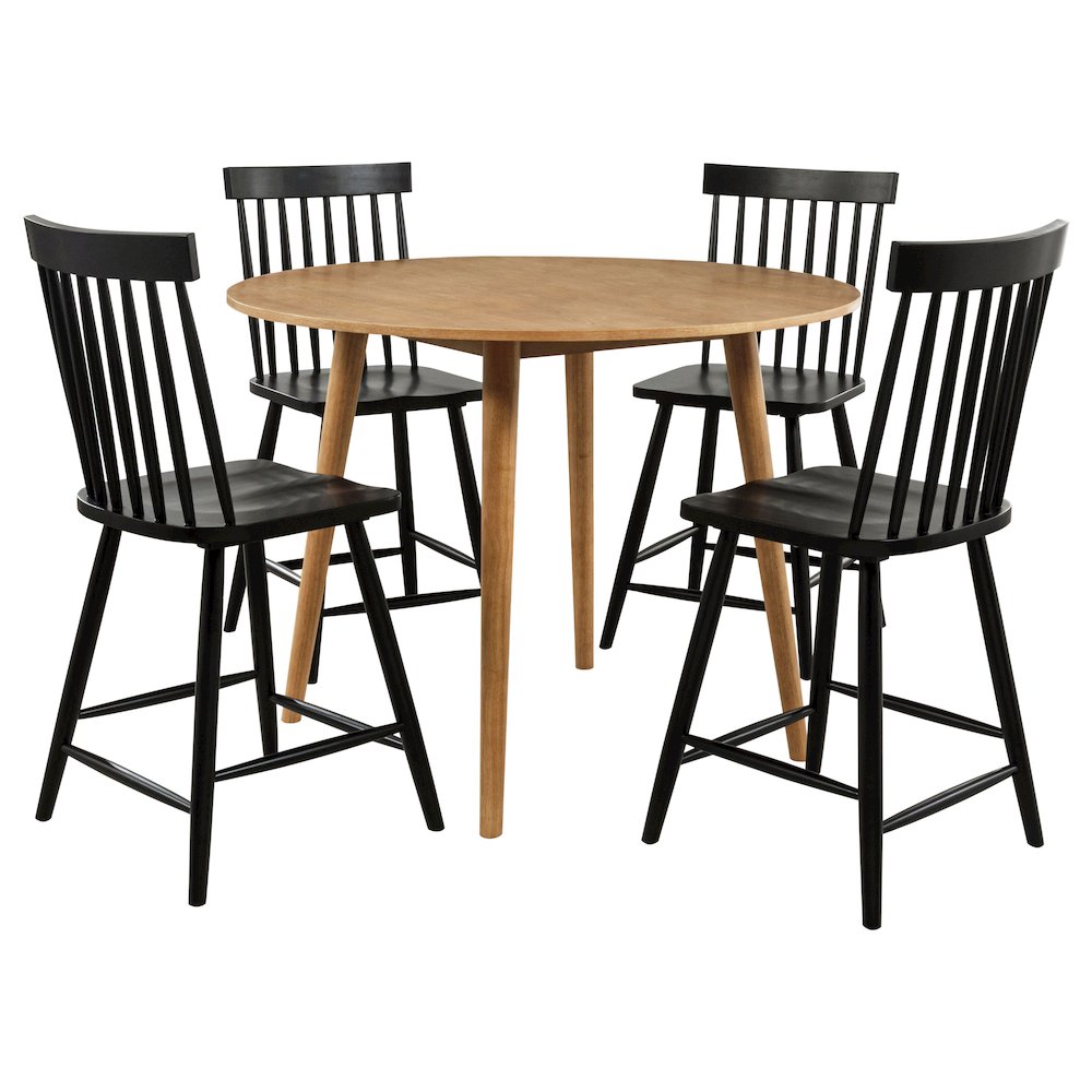 Andrews 5-piece Round Counter Dining Set Light Ash and Black. Picture 2