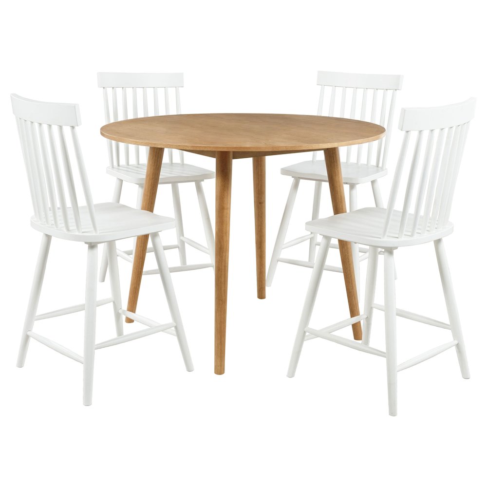 Andrews 5-piece Round Counter Dining Set Light Ash and White. Picture 2