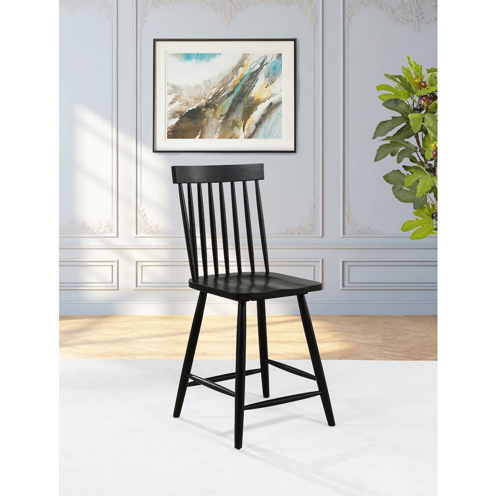 Andrews Windsor Counter Height Dining Side Chair Black. Picture 2