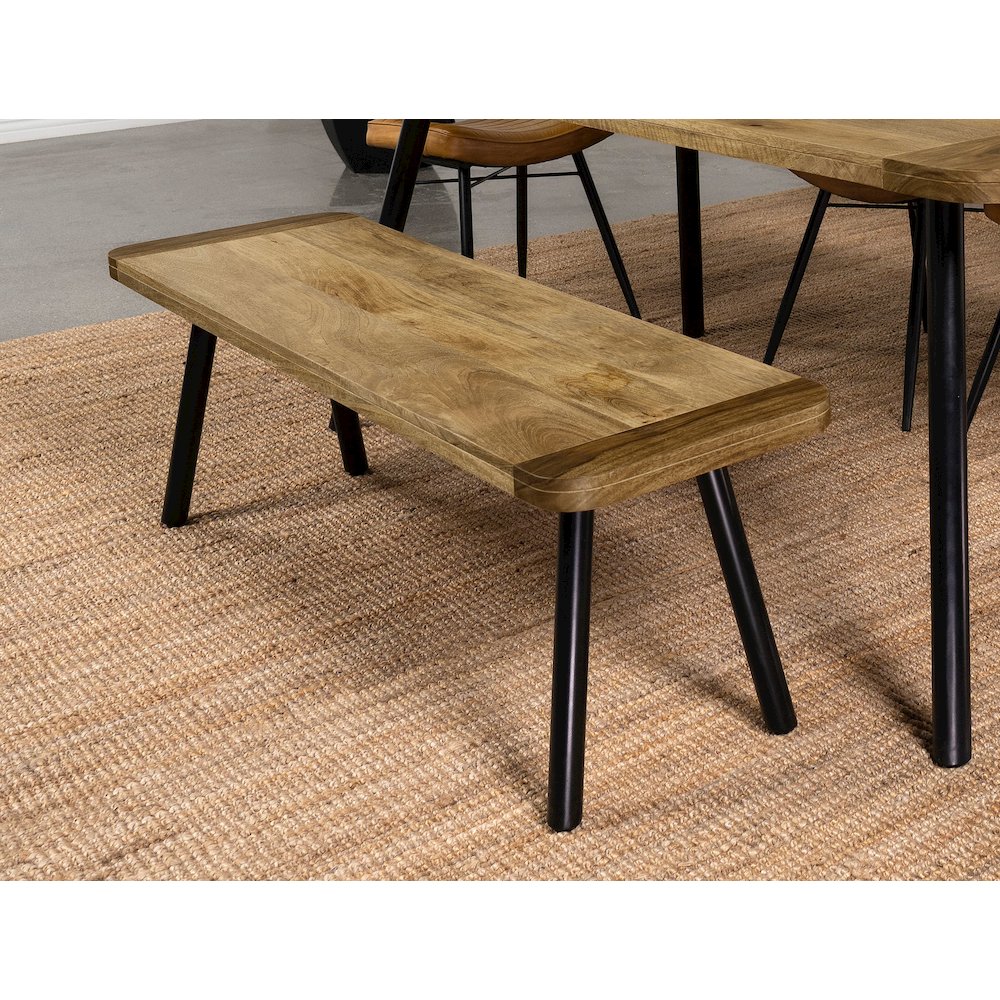 Maverick Wood Dining Bench Natural Mango and Black. Picture 5