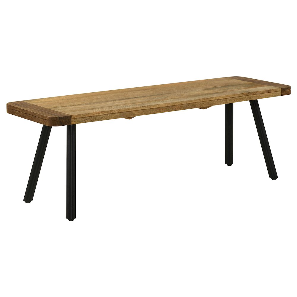 Maverick Wood Dining Bench Natural Mango and Black. Picture 1