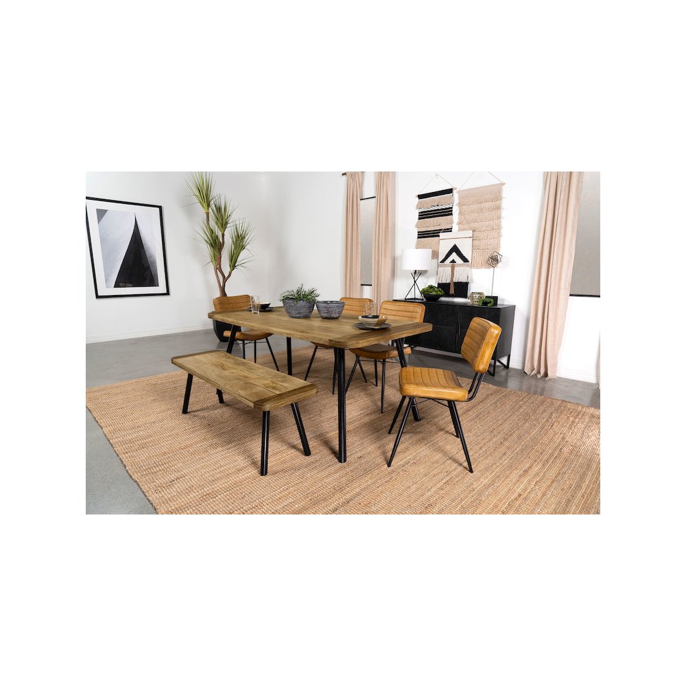 Maverick Wood Dining Bench Natural Mango and Black. Picture 7