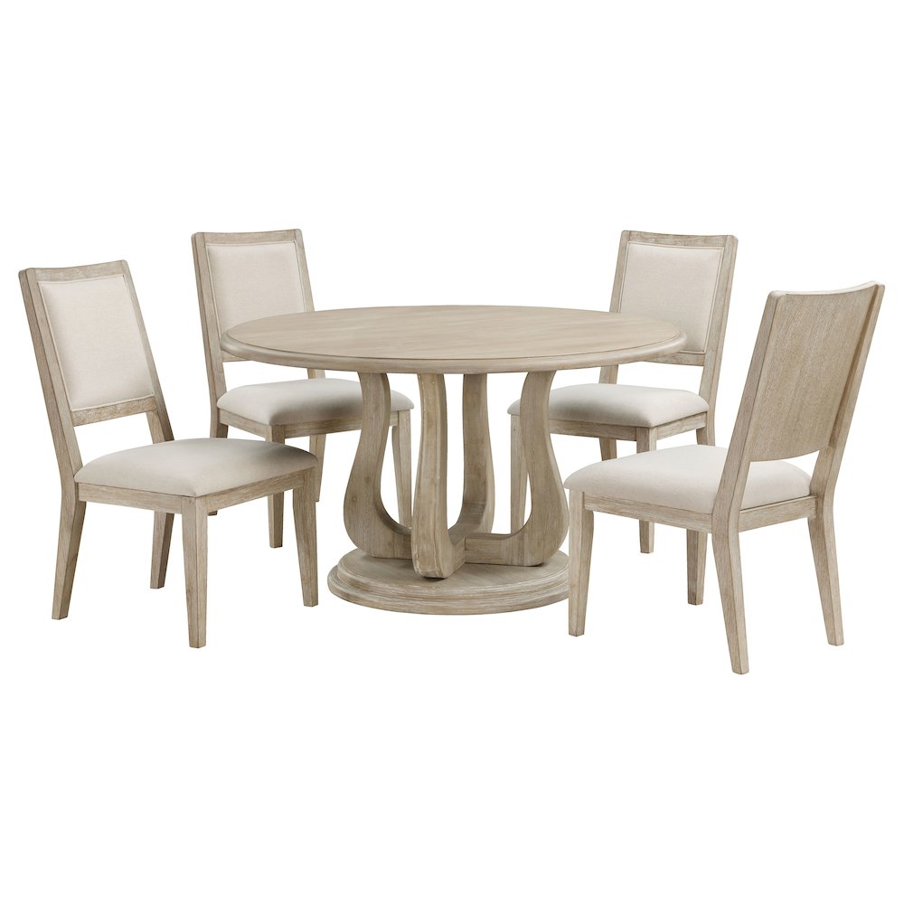 Trofello 5-piece Round Dining Table Set White Washed. Picture 1