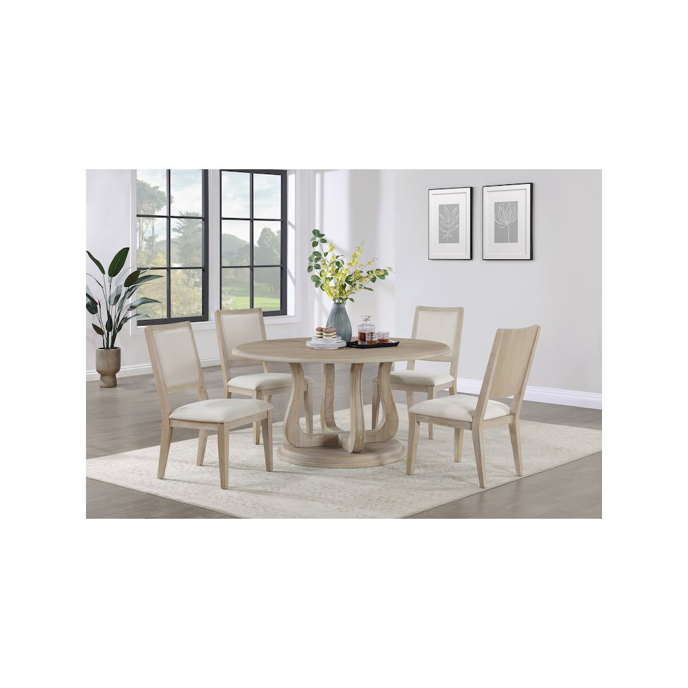 Trofello Cushioned Dining Side Chair White Washed (Set of 2). Picture 12