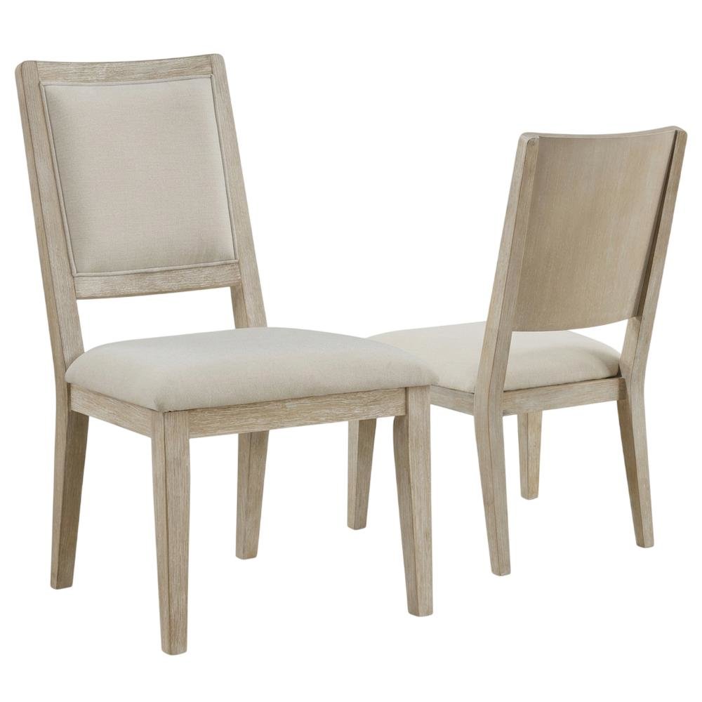 Wood Farmhouse Upholstered Dining Side Chairs with Cushioned Seat, Set of 2. Picture 1