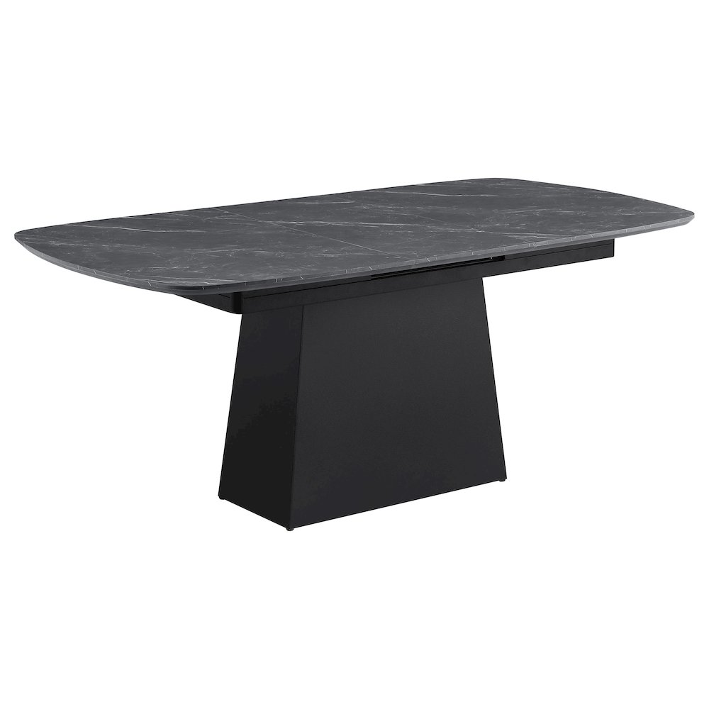 Potero 73-inch Faux Marble Extension Leaf Dining Table Black. Picture 1