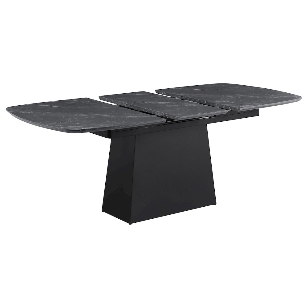Potero 73-inch Faux Marble Extension Leaf Dining Table Black. Picture 3