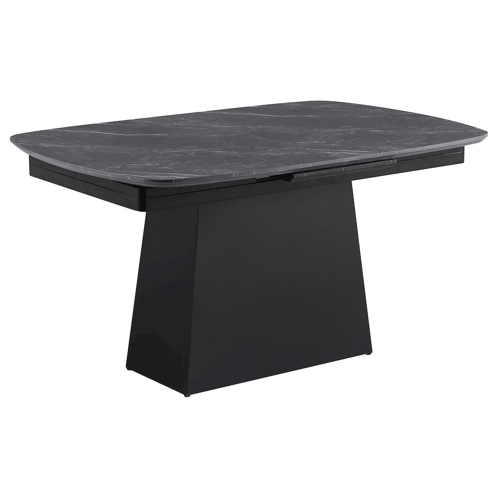 Potero 73-inch Faux Marble Extension Leaf Dining Table Black. Picture 4