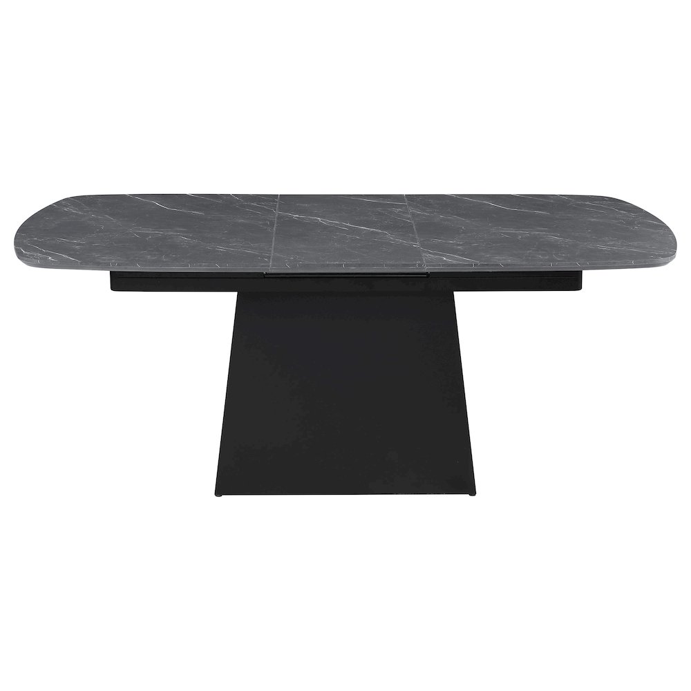 Potero 73-inch Faux Marble Extension Leaf Dining Table Black. Picture 5