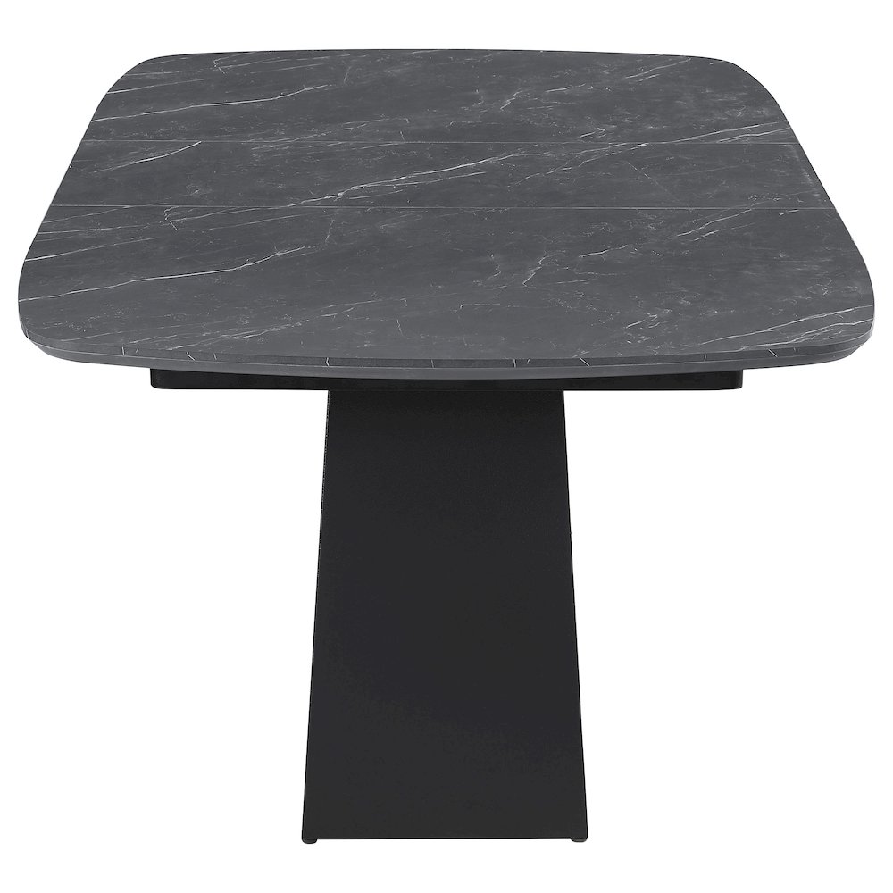 Potero 73-inch Faux Marble Extension Leaf Dining Table Black. Picture 6