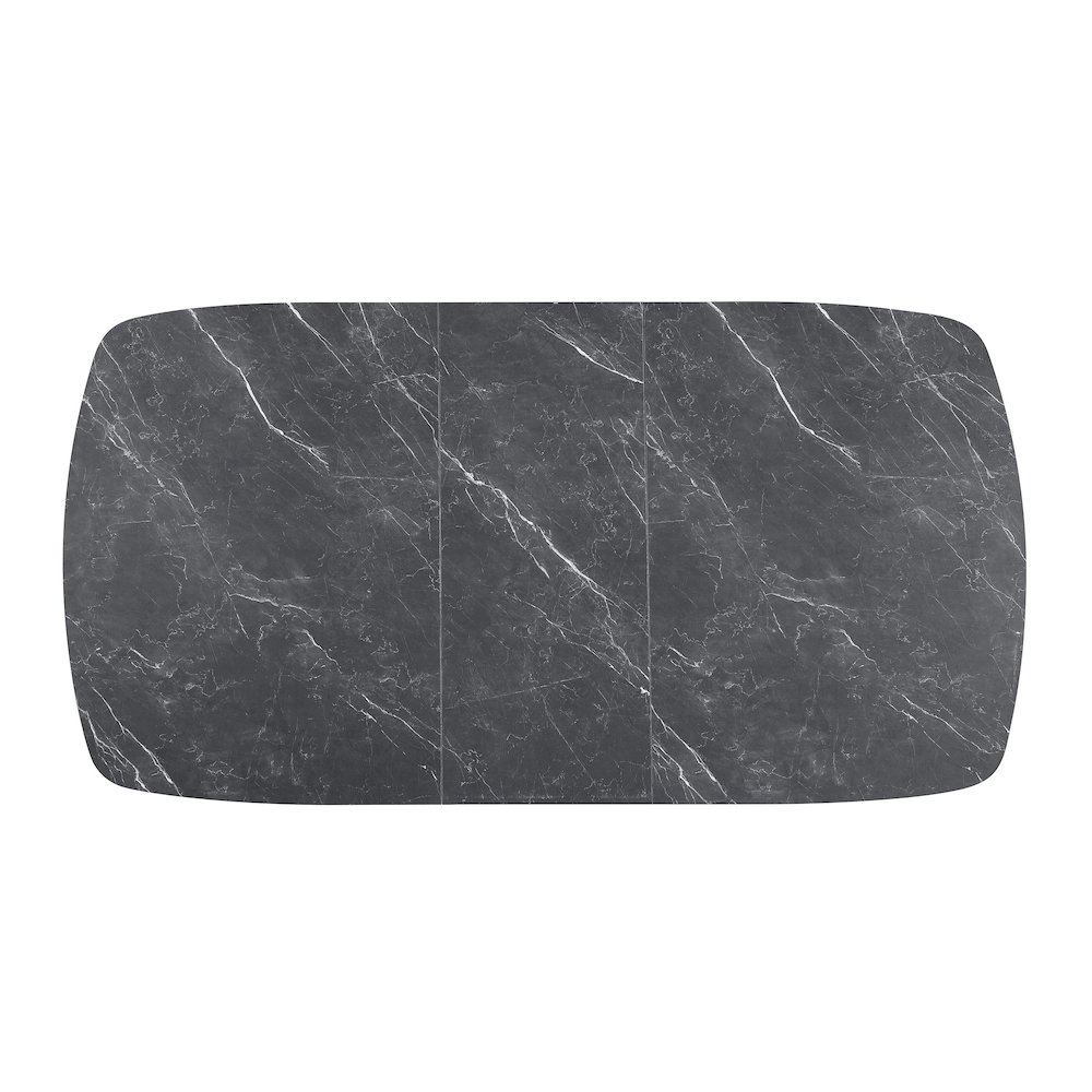 Potero 73-inch Faux Marble Extension Leaf Dining Table Black. Picture 7
