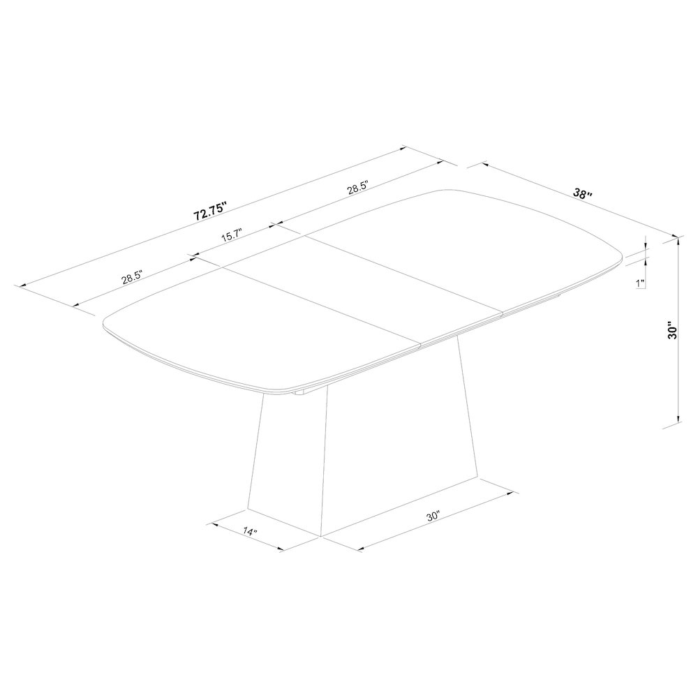 Potero 73-inch Faux Marble Extension Leaf Dining Table Black. Picture 8