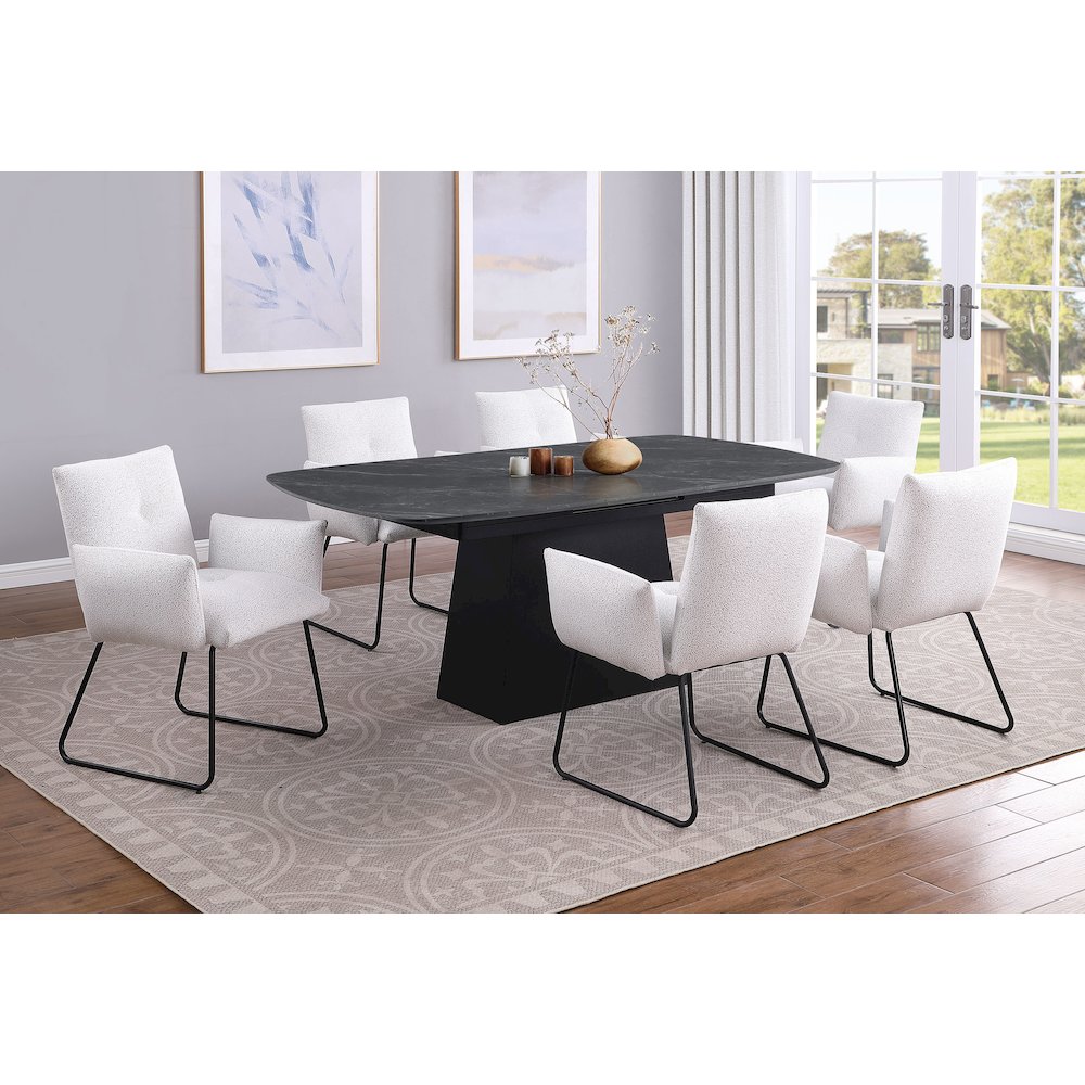 Potero 73-inch Faux Marble Extension Leaf Dining Table Black. Picture 9