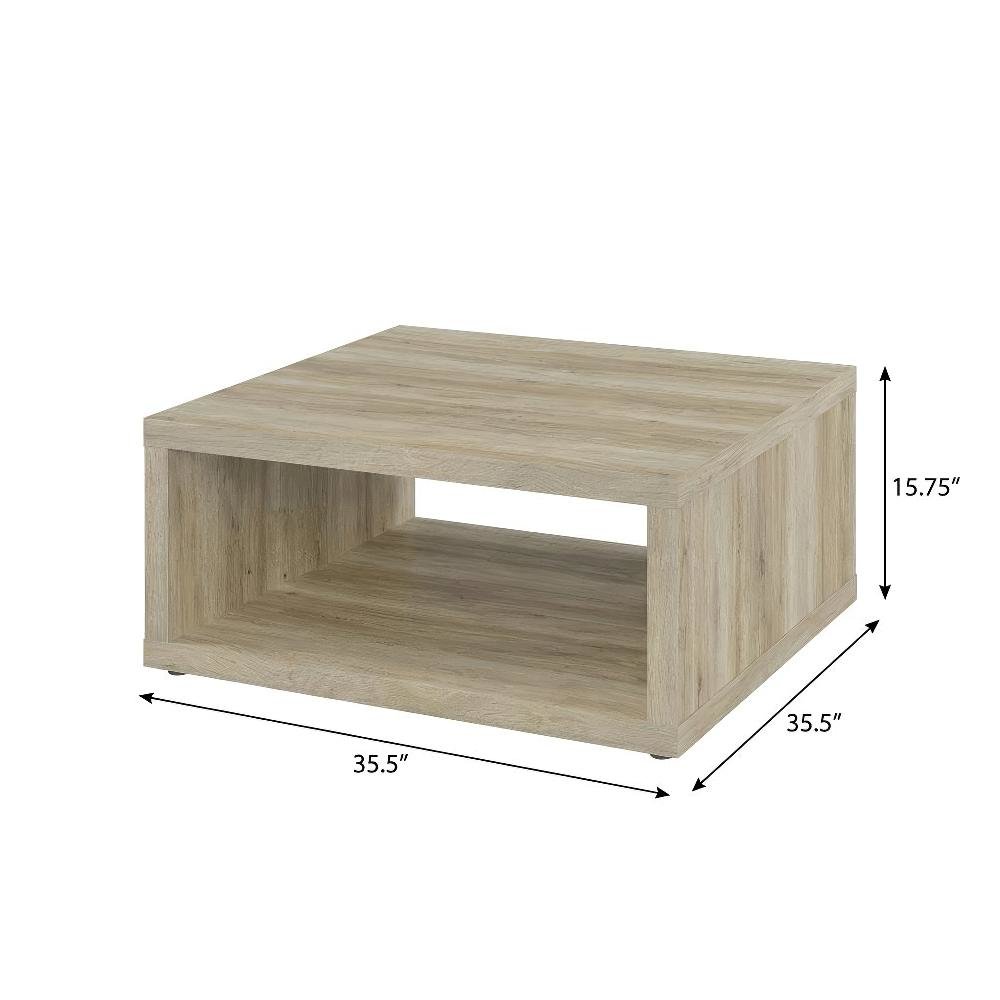 Distressed Pine 2-Piece Coffee and End Table Set with Square Shape. Picture 4