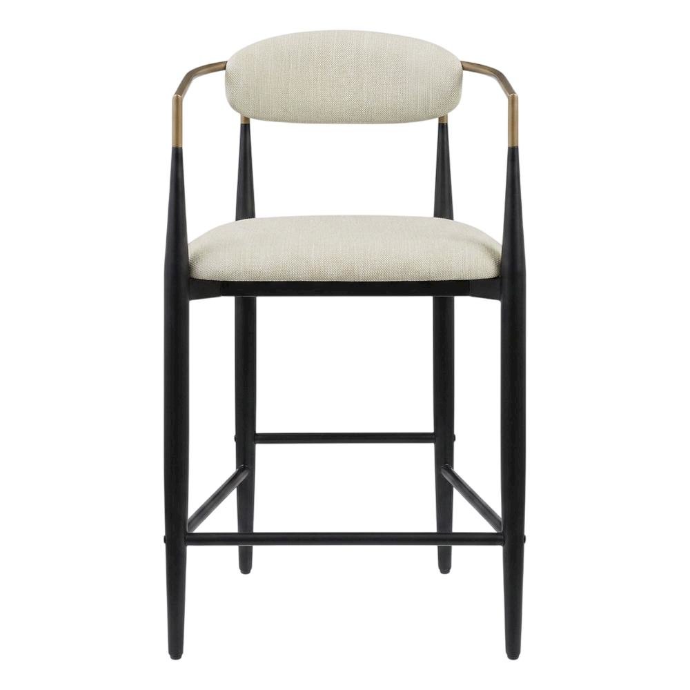 Beige Fabric Upholstered Counter Chairs Set of 2 with Contemporary Style. Picture 5