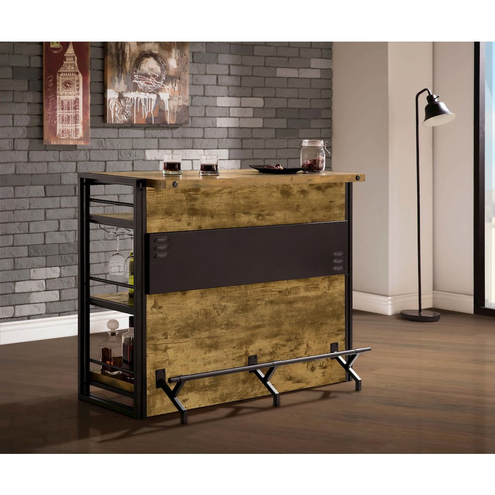 Renaldi 3-shelf Home Bar Wine Cabinet Rustic Nutmeg. Picture 7
