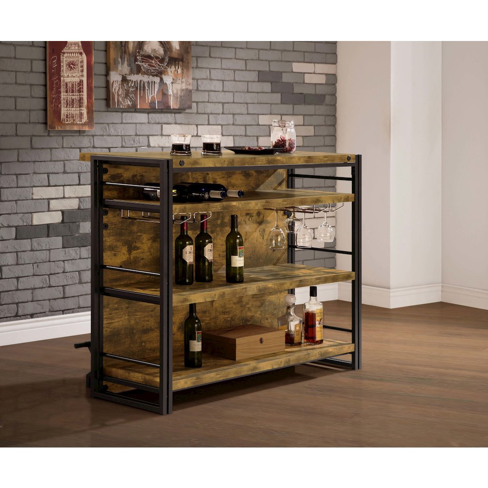 Renaldi 3-shelf Home Bar Wine Cabinet Rustic Nutmeg. Picture 9