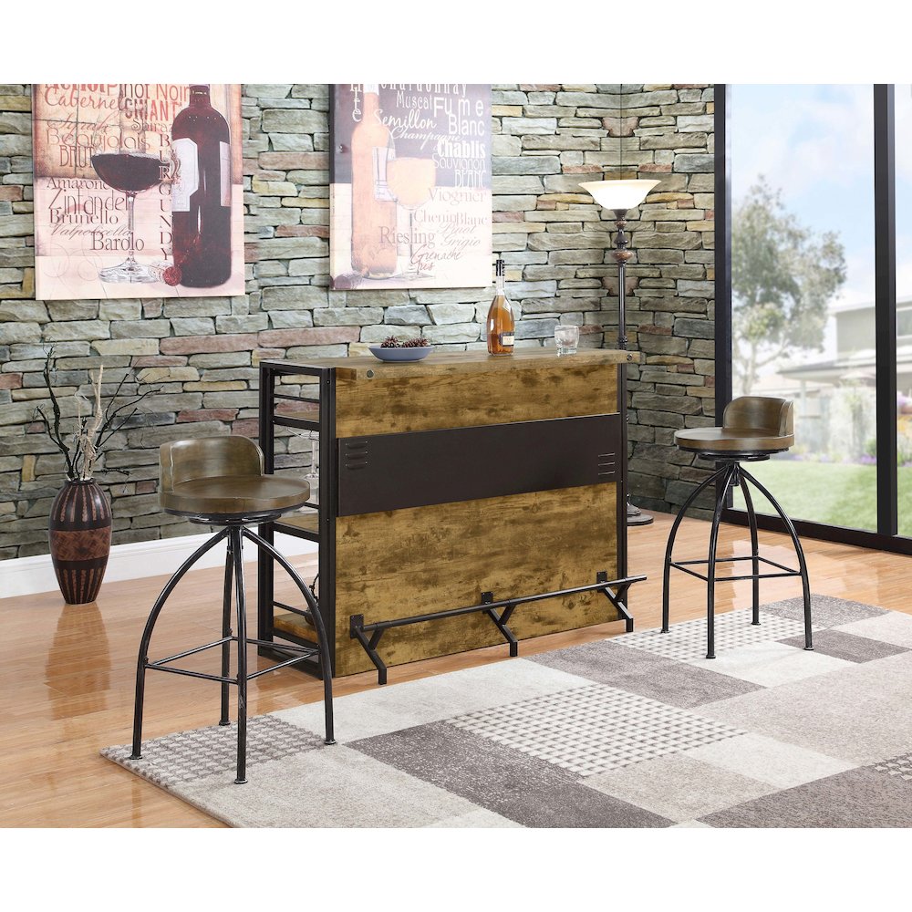Renaldi 3-shelf Home Bar Wine Cabinet Rustic Nutmeg. Picture 10