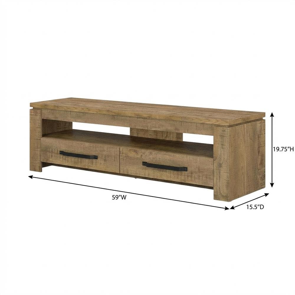 TV stand, 2 drawers, engineered wood, rubberwood solids & walnut veneers. Picture 7