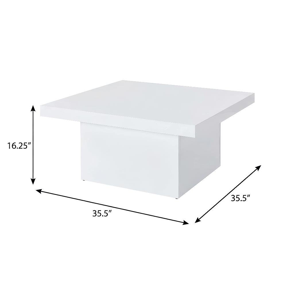 White 2-Piece Square Coffee and End Table Set with High Gloss Finish. Picture 4