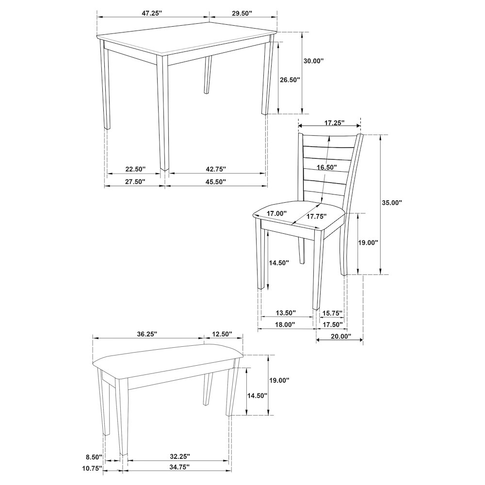 Guillen 5-piece Rectangular Dining Table Set Cappuccino. Picture 14