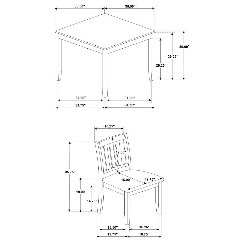 Parkwood 5-piece Square Dining Table Set Charcoal. Picture 12