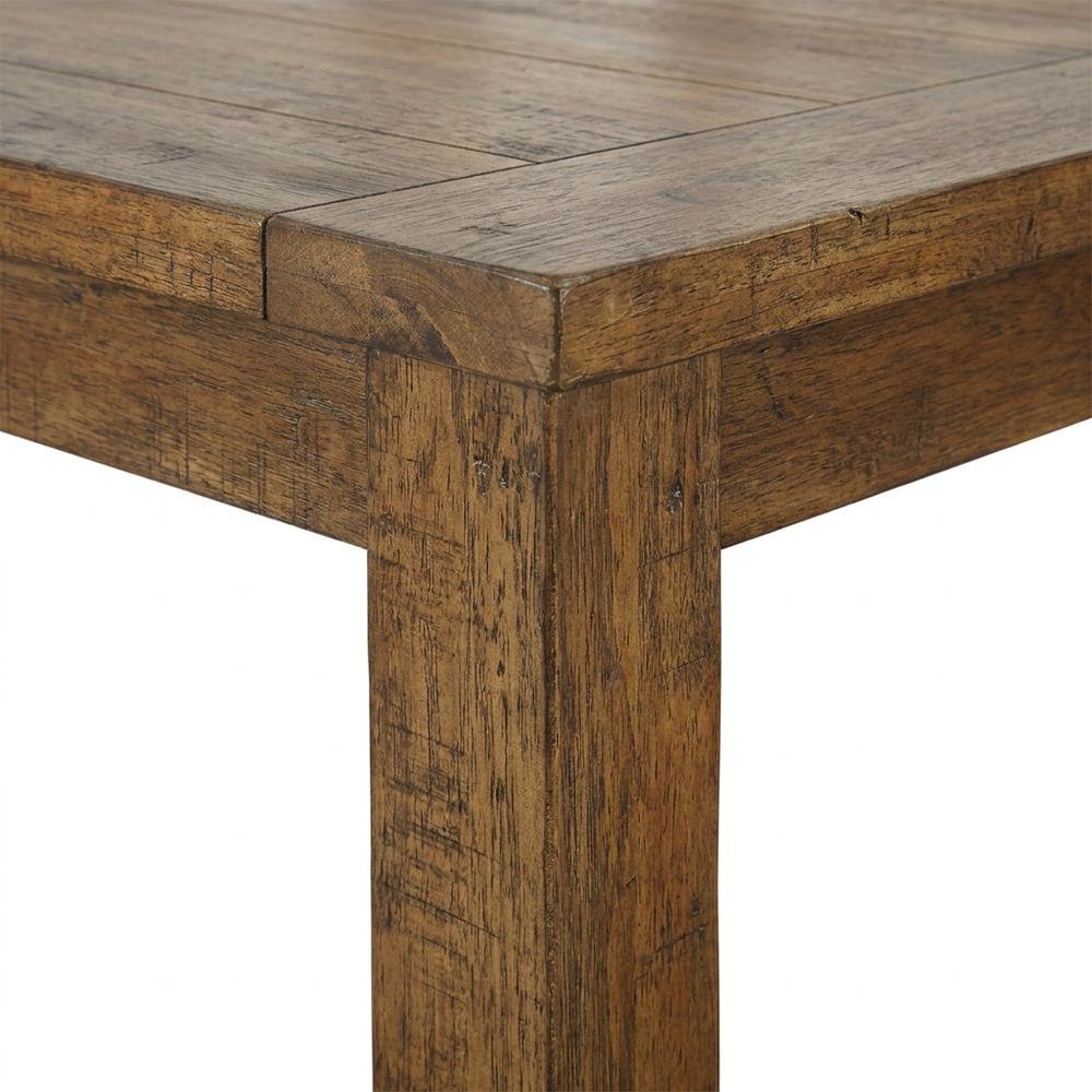 Rustic Golden Brown Dining Set with Rectangular Table and Comfortable Chairs. Picture 7