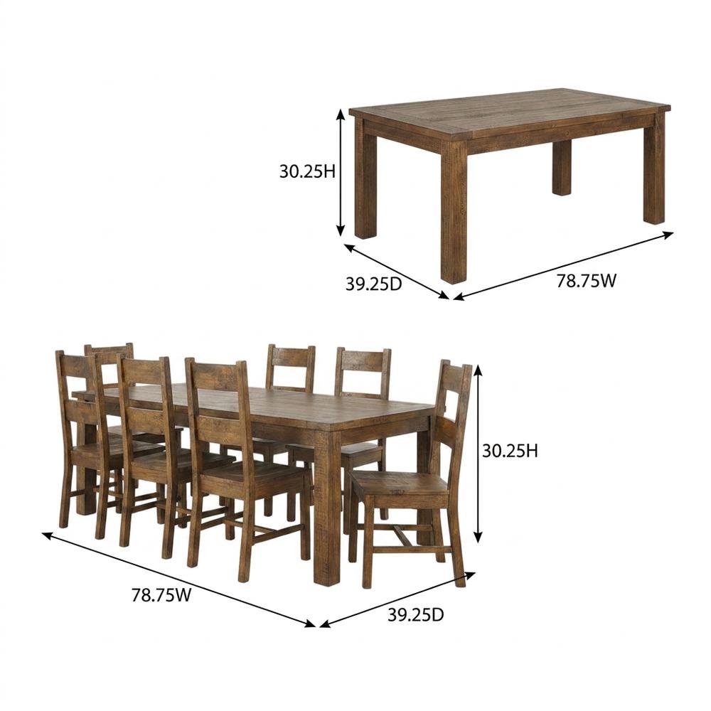 Rustic Golden Brown Dining Set with Rectangular Table and Comfortable Chairs. Picture 8
