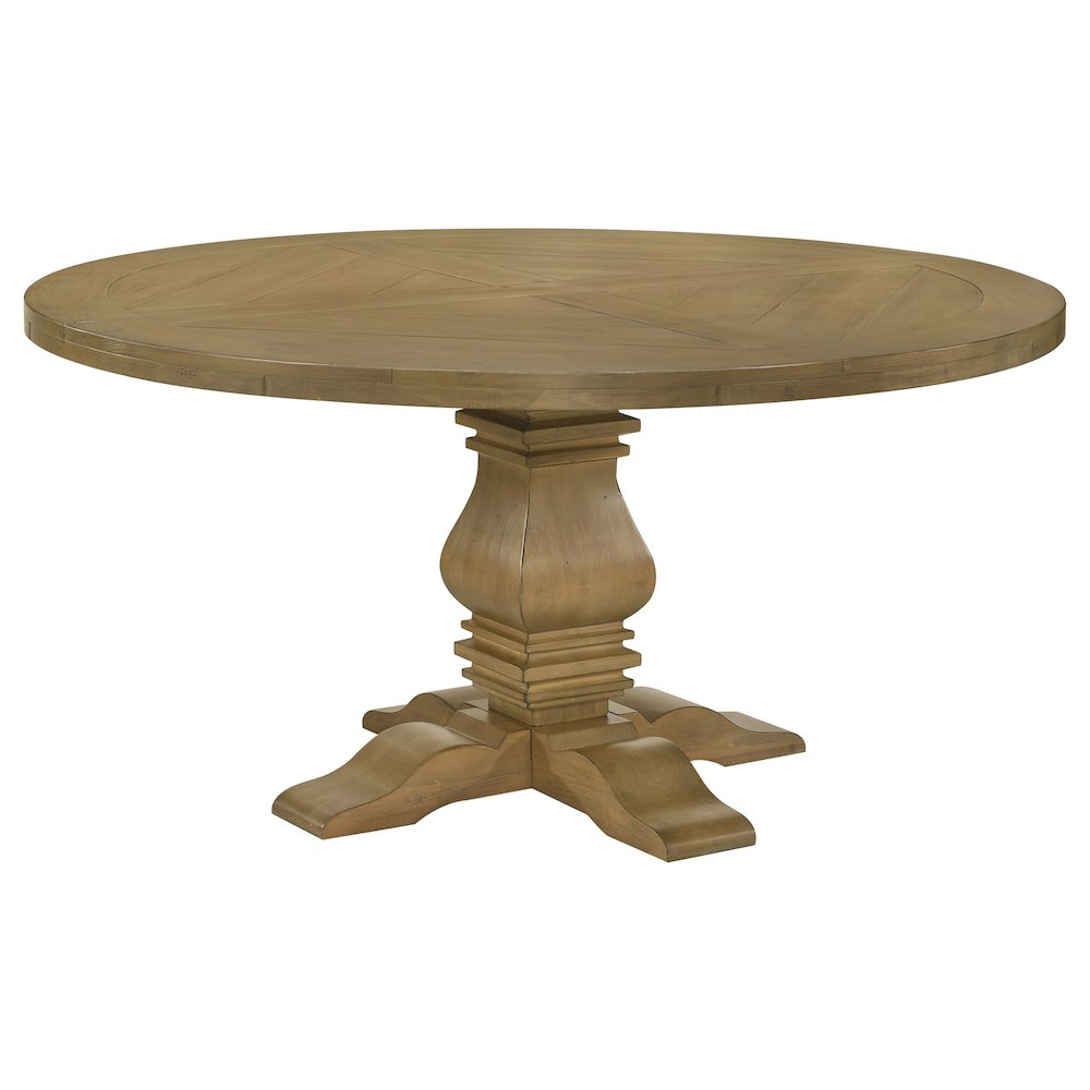 Florence Round 60-inch Wood Dining Table Rustic Honey. Picture 1